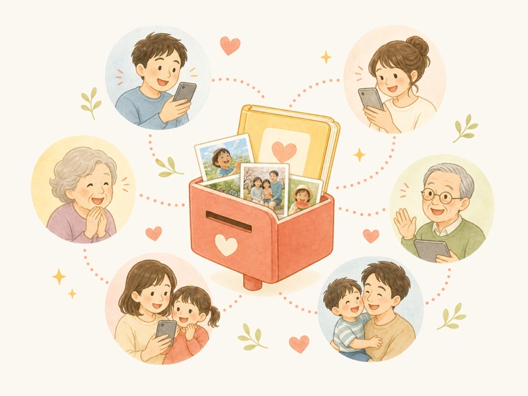 家族で共有アルバムをためる思い出ポスト